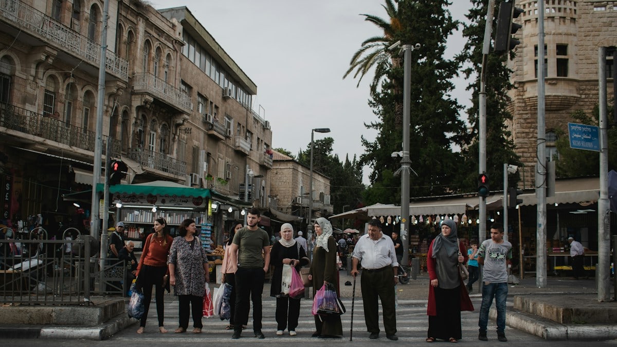 Palestinian life near the Damascus Gate in Jerusalem, Israel.